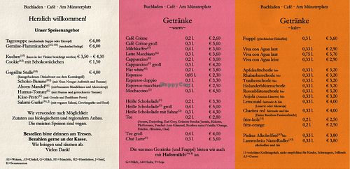 Menu from January 2025 at Buchladen und Café am Münsterplatz in Bramsche