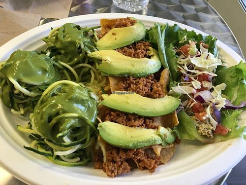 Sampler #1: Zucchini Pasta, Nachos, Chicken Salad Lettuce Wrap at Simply Pure in Las Vegas