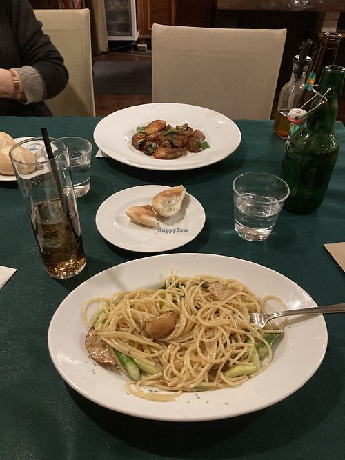 it was very delicious oil pasta with garlic, asparagus, onion and turnip, also served with bread   at Cucina Buonappeti - クチーナ・ボナペティ in Tokyo