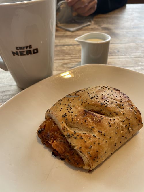 Plant based sausage roll  at Caffè Nero in Reading