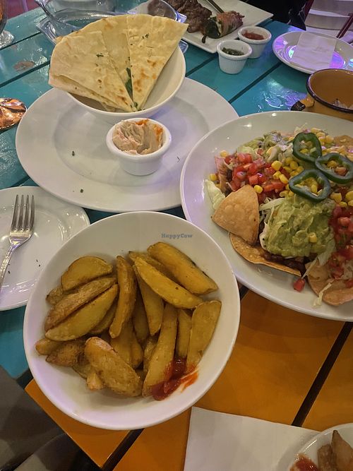 Humous dish, chips and nachos   at Mangos Bar - Hotel Isla de Flores in Flores