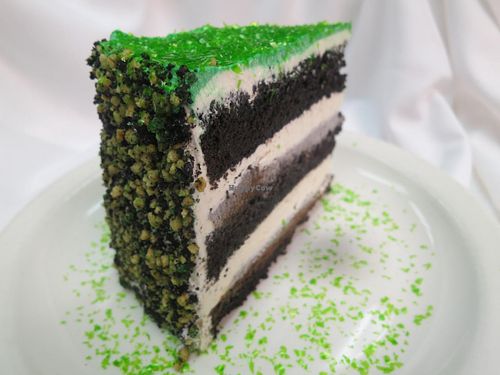'Wicked Cake'  Chocolate-Peppermint cake with ganache and vanilla Icing at Ellen's Stardust Diner in New York City