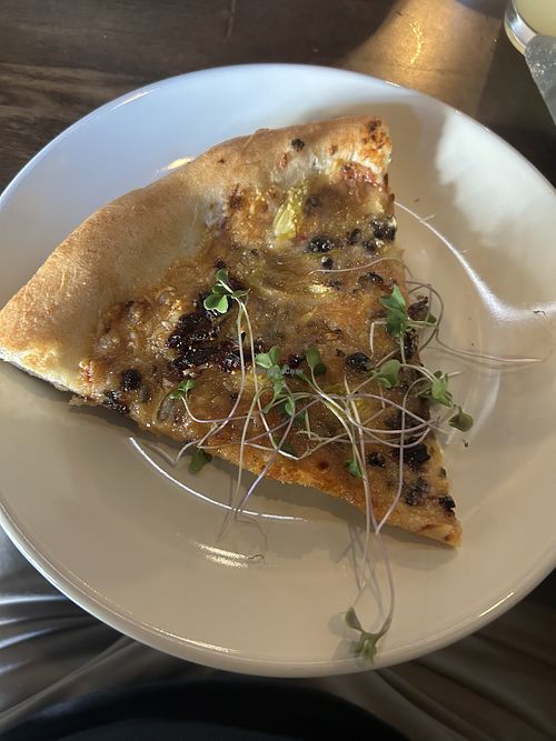 Vegan thru-hiker  at Backpacker Pizza  in Camas