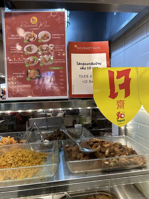 Recommended menu and jae sign  at So Vegan - Bang Kapi in Bangkok