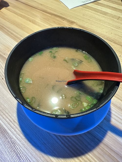 Vegan miso soupp  at Sora & Oak in Sandusky