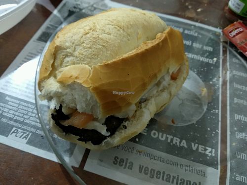 One of several yummy Brazilian fast-food items served on the all-you-can-eat menu at Lar Vegetariano Vegan at LAR vegan in Sao Paulo