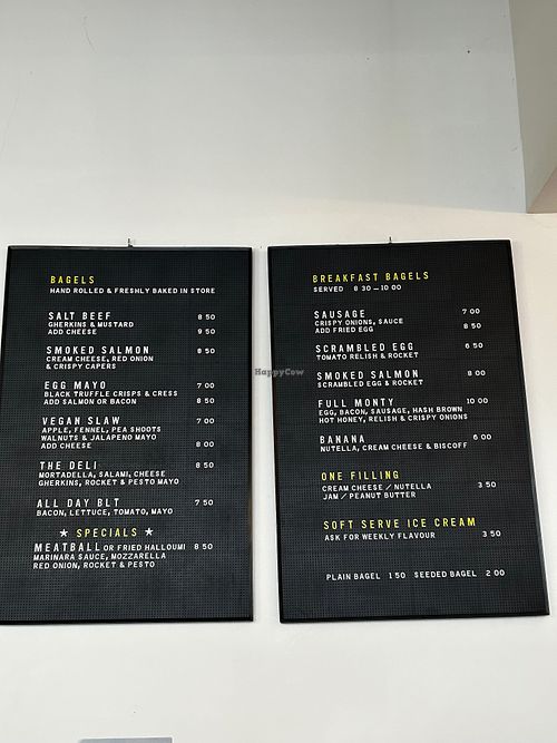 Menu board at The Sleeper Store  in St Leonards