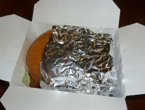 Vegan Carrot Nut Burger, to go at Mother in Sacramento