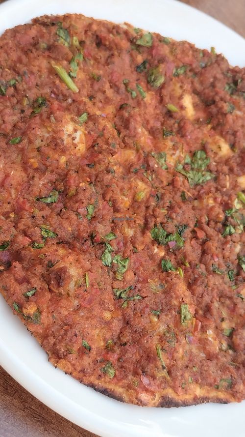 Lahmacun with soy at Vegan Masa - Kadikoy in Istanbul