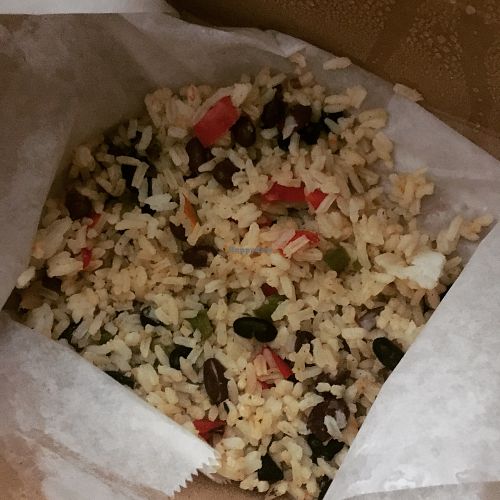 vegan rice and beans at Blissful Banana Cafe in Orland Park