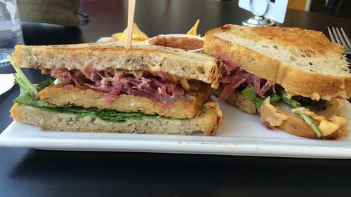 Vegan tempeh reuben at Higher Taste Plant Based in Long Beach