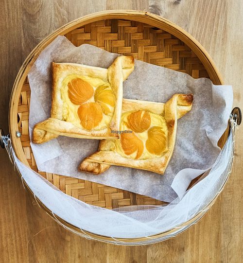 Apricot custard danish- made fresh onsite at Kaiaroha Vegan Deli and Eatery in Auckland