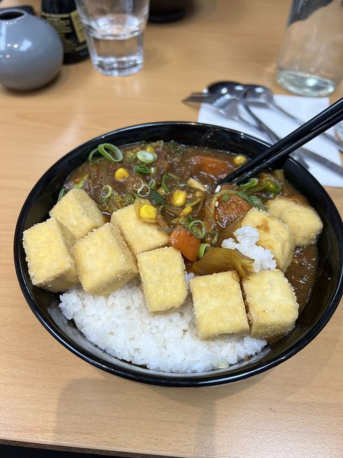 Japanese curry vegetables in large bowll  at YUMee in Oamaru