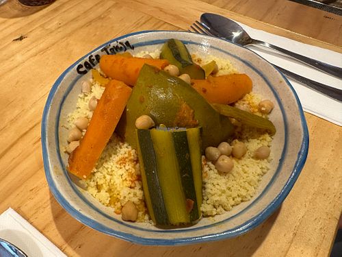 Couscous with vegetables at Café Tanja in Surry Hills