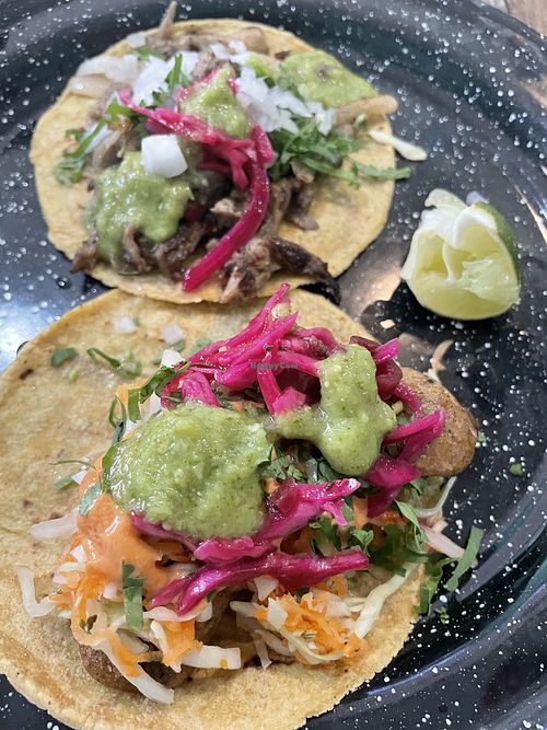 Carnitas veg  y taco baja   at El Bajón Vegano in Playa Del Carmen