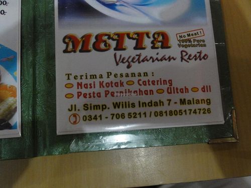 Contact details. at Metta Vegetarian in Malang