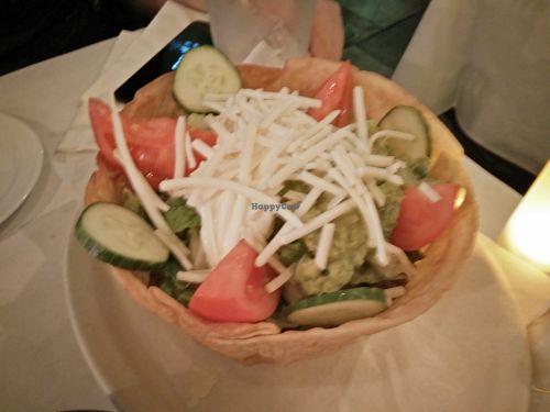 nacho salad with vegan cheese (very dry) at La Cantina in Chicago