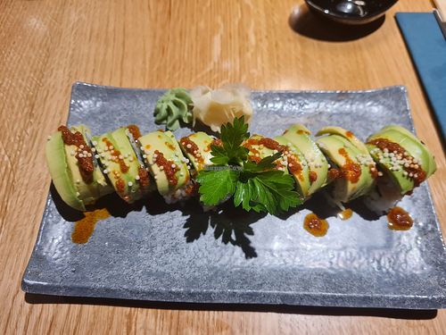 Vegan maki: avocado & cucumber - don't entirely remember what was it in but it was delicious and would recommend. at HAV Sushi & Ramen in Tromsoe