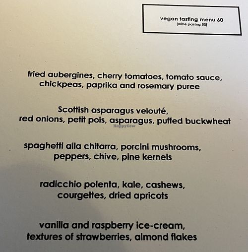 The current Vegan Taster Menu  at Radicibus in Edinburgh