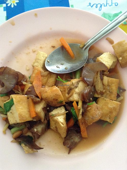 ginger fried tofu which was really yummy! at Jay 99 - Youta in Chiang Rai