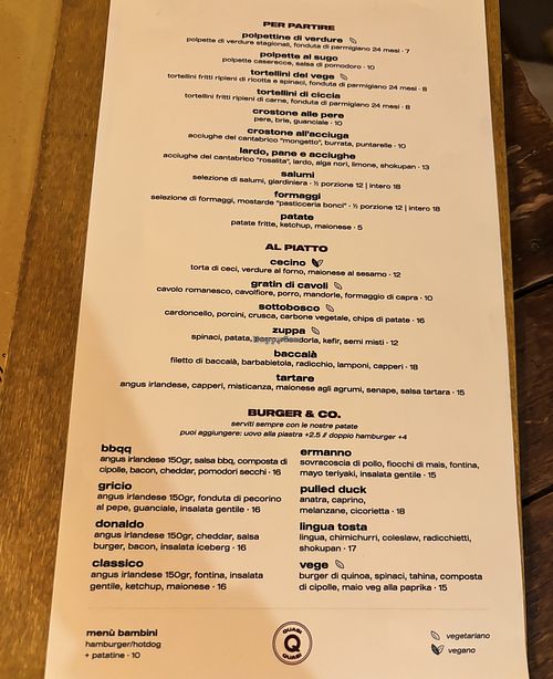 Menu   at QuasiQuasi in Arezzo