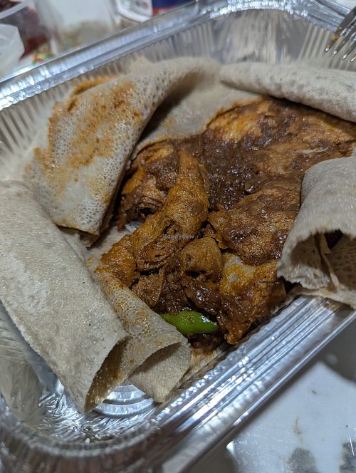 Injera with a spicy salsa at Milen Restaurant in Dubai