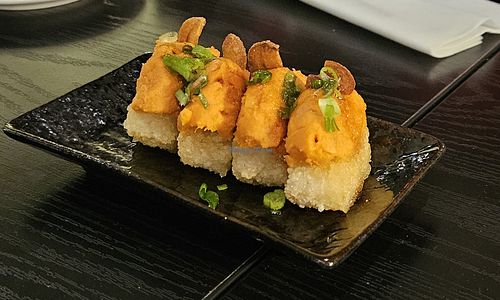 Garlic sweet potato crispy rice at Rice in Los Angeles