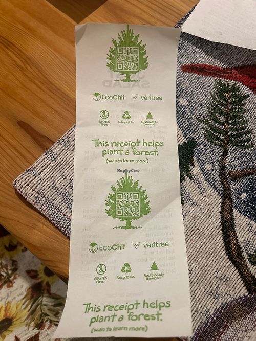 Even the receipt has a eco tilt  at Just Salad in West Hartford