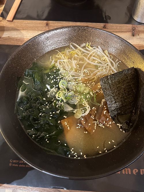 Vegetarian ramen available (it’s possible to remove the egg). Also available edamame and veg guioza   at Top Ramen in Bolzano