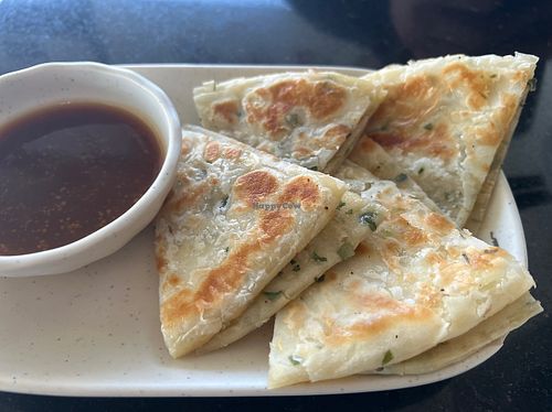 Onion pancakes, not sure if vegan, vegetarian for sure  at Tofu King in Irvine