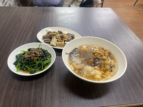 Vegan dumplings with veggies and tofu products  at Ruyi Vegetarian Restaurant in Pingtung