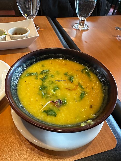 Lentil soup! So hearty and scrumptious. Fills your whole soul ❤️ at Raj Saffron House in Syracuse