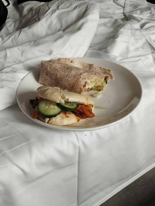 Wrap with plant chicken and bao with plant chicken at Gorąco Polecam in Warsaw