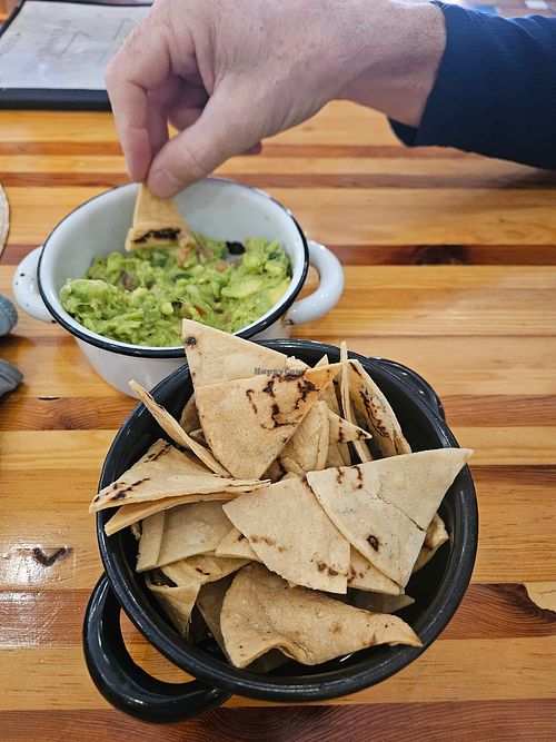 Fresh made guacamole with amazing chips at La Estufa in Chihuahua
