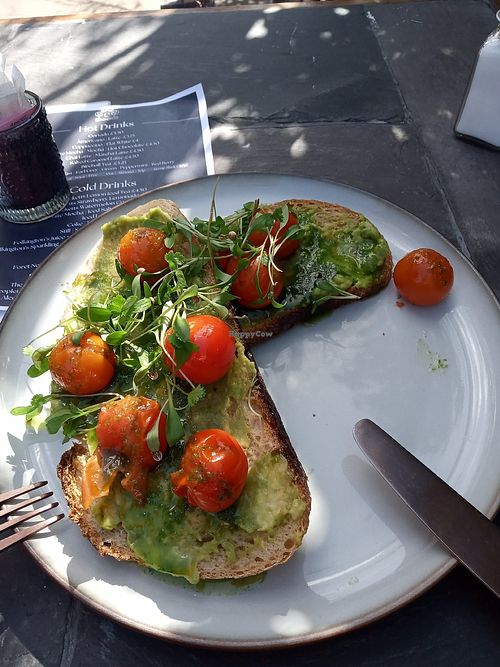 Avocado toast (ask for vegan as they also do a non vegan one!) at Checketts of Ombersley in Droitwich