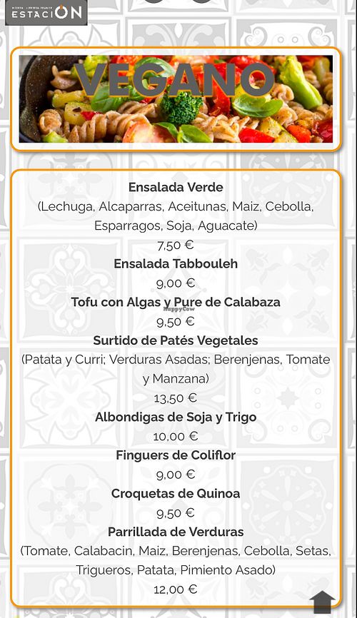 die aktuelle vegane speisekarte (nur online verfügbar )  at EstaciÓN in Jaen