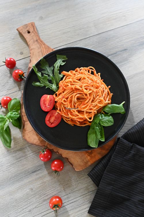 Pasta Pesto with homemade vegan tomato pesto  at Cubana Cocktailbar in Darmstadt