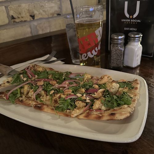 Curried Cauliflower Flatbread (made vegan)  at Union Social Eatery in Toronto