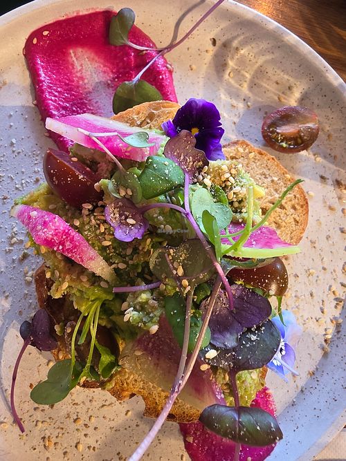 Pretty avo on sourdough at Little Byrd in Ascot Vale