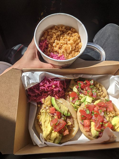 Sopes with vegan cashew cheese 🌱 Good! at Farmer and The Cook Cafe in Ojai