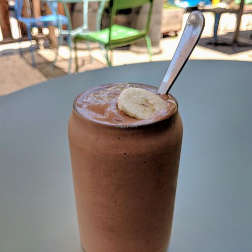 Chocolate and banana smoothie at Farmer and The Cook Cafe in Ojai