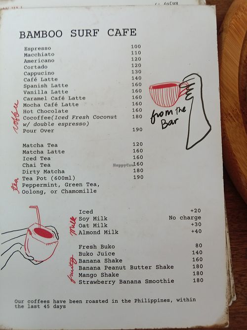 Milk alternatives at Bamboo Surf Cafe - Santa Fe in Siargao