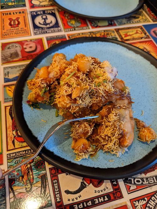 Samosa chaat, vegan option (partial portion) at Mirchi - Indian Street Food in Winter Garden