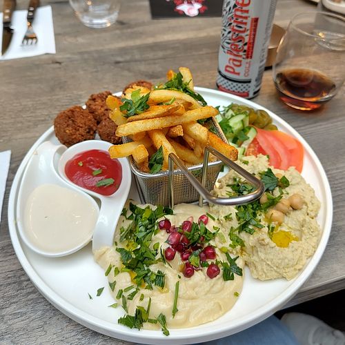 Falafel plate with all the fixins at Yalla Habibi in Tromsoe