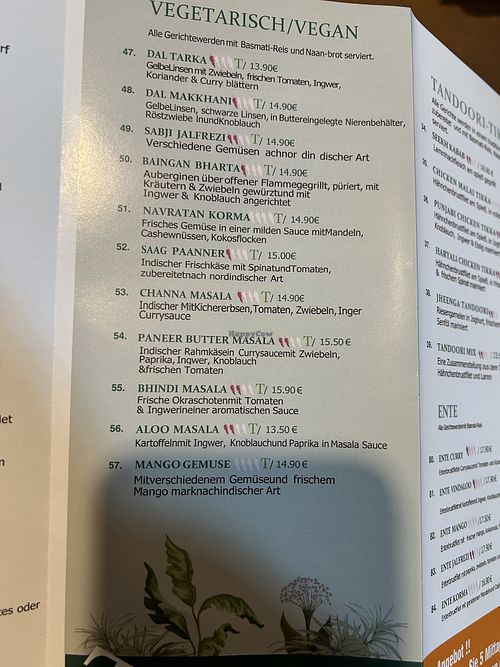 Vegan options   at Bollywood Indian Restaurant in Hochheim