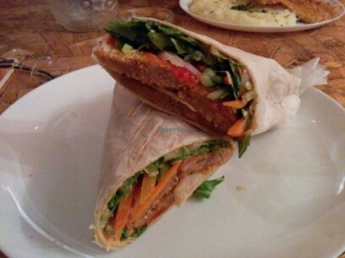 Tortilla with schnitzel at Green Shack in Tel Aviv