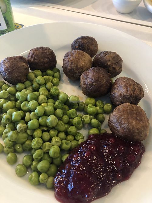 Meat balls  with peas  at IKEA in Belgrade