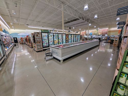 Plenty of sauerkraut and kimchi on the wall. at Sprouts Farmers Market in Georgetown