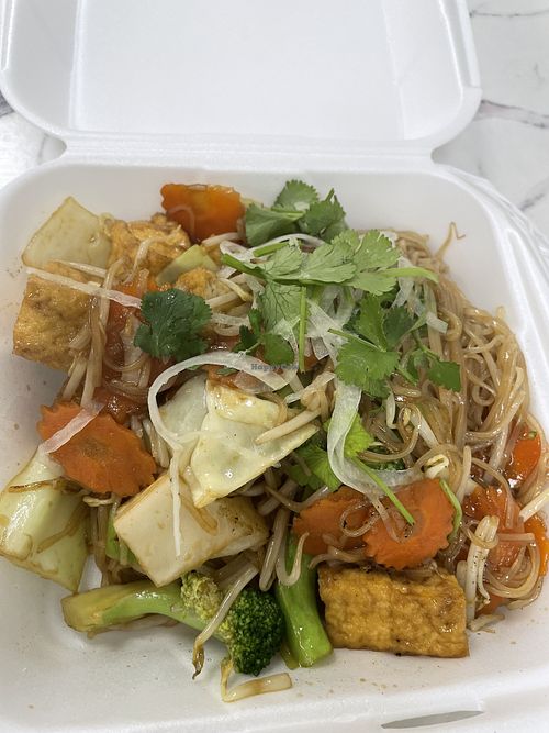 Vegetarian stir fry noodles (Pho Xao Rao) with tofu   at Pho Gulf Breeze in Gulf Breeze