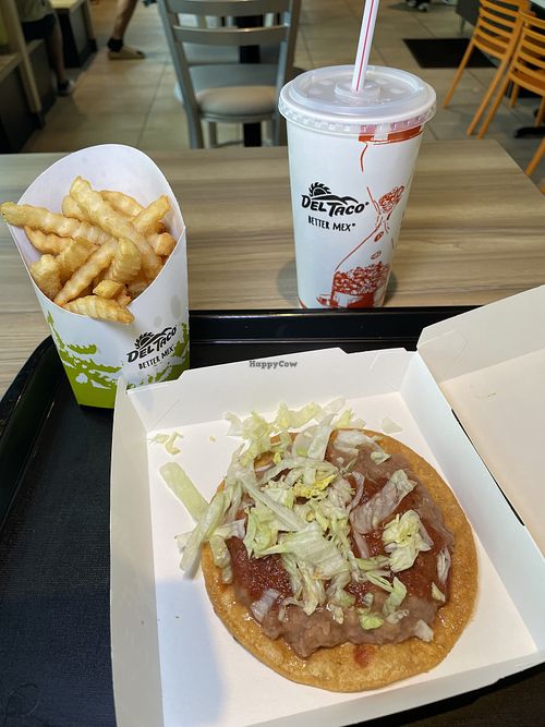 Vegan Tostada and Fries  at Del Taco in Pensacola